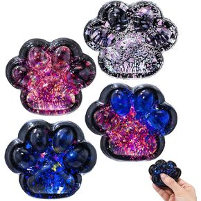 MeOoeck 4 PCS Cat Paw Leaff Leaff Squishy Toys Soft Cat Paw Squishies لزجة مصنوعة يدويًا Kawaii Bouncy Right Leaff Toys Sensory Things أشياء مناسبة للبالغين الأولاد والبنات