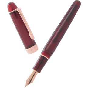 Natami Fountain Pen Fine Nib Transparent Clear Ink Converter Smooth Flow Rose Gold Trim Gift Leather Pouch Platinum Calligraphy Gift Case
