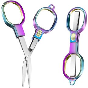 2pcs مقص قابلة للطي ، مقص تطريز مقص صغير ، مقص كروشيه ، مقص سفر من الفولاذ المقاوم للصدأ قابلة للطي ، آمن ومحمول ، مناسب للسفر ، المنزل ، المكتب ، الحرفية ، الخياطة ، الممرضة.