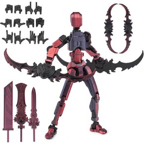 Dummy13 Action Figure Set | Pre-Assembled 3D Printed Titan and Robo Figures | Highly Articulated Robot Toys with Interchangeable Accessories | Perfect for Collectors and Hobbyists (red Green)