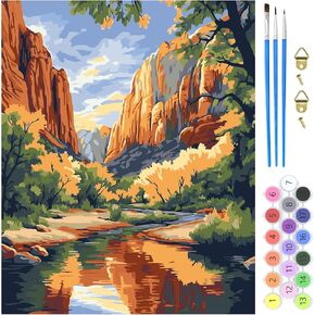 MXJSUA National Park Paint بواسطة مجموعات الأرقام للمبتدئين للبالغين ، طلاء المناظر الطبيعية بواسطة أرقام أرقام على مجموعات الطلاء البالغة من القماش البالغين.