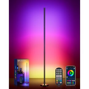 2PCS Corner Floor Lamp, 65" RGB Color Changing Mood Light with Remote Control, Dimmable LED Corner Lamp with Music Sync, Modern Ambience Light Standing Floor Lamp for Living Room Gaming Room