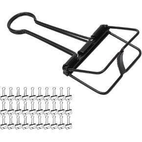 Flexman 30PCS Clips Binders Clips ، مجموعة مقطع الأسلاك المعدنية متعددة الأغراض ، 2 'جوفاء من مقاطع المجلدات الصغيرة القوية للملاحظات أوراق تذاكر (أسود)