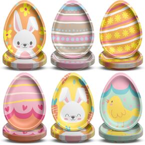 60 PCS Easter Party Supplies Easte Bunny لوحات على شكل بيضة يمكن التخلص منها لزخرفة عيد الفصح الربيع