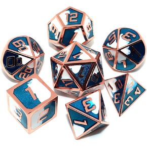 DND DICE TEAL TEAL WHITE Metal Polyhedral Dice for Dungeon and Dragons D&D RPG MTG Table Games Alloy Crafts dice with dice bag