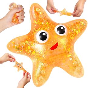 كرات الإجهاد كرة السكر في Starfish للبالغين ، كرات STARFISH MART SAGER SARPLS بطيئة Rise Toy Sensory Toy For Kids ، Squeeze Ball ، Squishy Star Leaff Toys لجوائز الفصول الدراسية ، تفضل الحفلات (Orange)