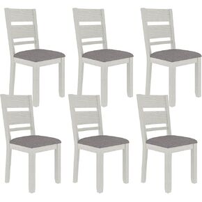 6-Piece Solid Wood Dining Table Set for 6, Extendable Table with 4 Upholstered Chairs and 1 Bench– Easy Assembly for Indoor Use, Kitchen, Dining Room, Grey