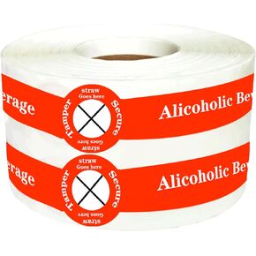 Alcohol to-Go Drink Straw Tamper Proof Stickers 500 Pcs Alcoholic Beverage Lid Stickers - 1 x 9 inch Safe Secure Tamper Evident Safety Seals Sticker for Alcohol Cups Drink Lids