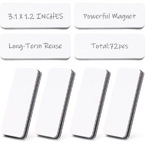 72pcs ملصقات محو جاف مغناطيسي ، 3.2 × 1.2 بوصة أبيض فارغ ، ملصقات اسم علامة قابلة لإعادة الاستخدام القابلة لإعادة الاستخدام للفصول الدراسية ثلاجة مكتب المنزل