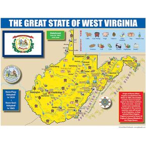 Gallopade Publishing Group West Virginia Map للطلاب - حزمة 30 (9780635106759)