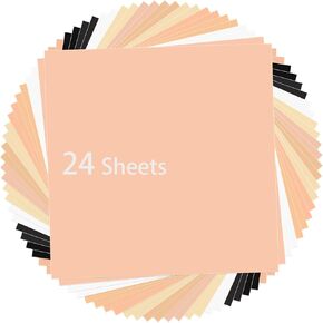Ahijoy لاصق أوراق الفينيل بلون البشرة حزمة الفينيل 12؟ x12؟ صفائح الفينيل الدائمة ل Silhouette Cameo و 24 Pack Beige و Brown