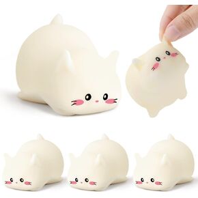 4 PCS CAT CAT CARLS CAT Squishies Toys for Kids Adults White Squeeze Toys Toys Animals Leaff Leaff Toys First Birthday Party Gifts Easter Stuffers