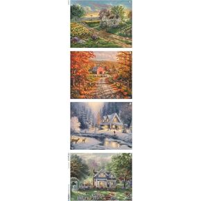CEACO - 4 في 1 Multipack - Thomas Kinkade - Seasons - (4) 500 قطعة بقطات بانوراما