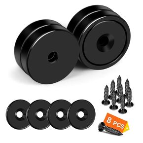 DIYMAG 4Pcs Neodymium Round Base Cup Magnet,Strong Rare Earth Magnets with Heavy Duty Countersunk Hole and Stainless Screws for Refrigerator Magnets Office Craft 0.98 inch (Black)