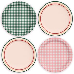 xo, Fetti Camp Gingham Paper Plates - 24 pk, 9" | Bachelorette Decorations, Camp Bride, Getting Lit + Getting Hitched, Gingham Birthday Party, Glamping Baby Shower Supplies, Cool Cake Plates