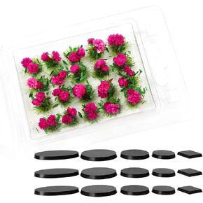 Miniature Vegetation Flower Cluster Garden Shrub Tufts with Model Bases War Game Scenery (E)