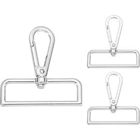 uxcell 3pcs clasp Clasp Hooks ، مقاطع محفظة دوارة ، 1.97 "id x 2.36" طول 360 درجة من المشابك المسبقة المذهلة لربط جراد البحر لمحفظة مفاتيح حافلة DIY ، Silver