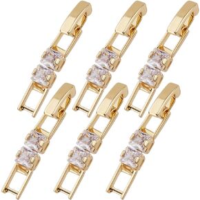Beebeecraft 6pcs cubic zirconia foldover clasps 18k طية مطلية الذهب على موسع مشبك للقلائد أساور مشاهدة فرقة DIY المجوهرات