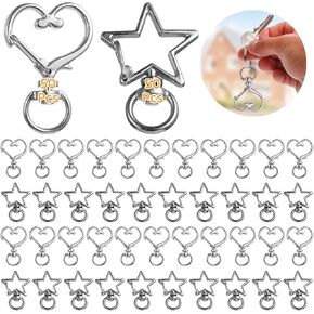 100 PCS دوار جراد البحر المشابك ، مخالب المعادن الفضية ومخالب شكل القلب ، مشابك مخلب جراد البحر لصنع المجوهرات DIY ، مقاطع خطاف الربيع المفاجئة لسلاسل المفاتيح ، إكسسوارات حقيبة