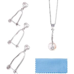 Superfindings 3 أحجام S925 Silver Prendant Balps Clasps Sterling Silver Pinch Bails مع 1pc قطعة قماش تلميع الفضة على الكفالة قرصة القطع الكفالة للمعدة لمجوهرات العنق DIY صنع الحرفة