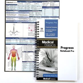 Progress Pro Notebook - H & P + 4 Progress Soap Note (غرفة إضافية لكتابة الملاحظات) - التاريخ الطبي والكمبيوتر المحمول المادي ، 50 قالبًا مع الثقوب