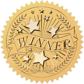 Craspire Winner Star Gold Award Compesults Markes Seals Seals 2 "FOIL منقوشات داخلية مستديرة للادة اللاصقة لدعوة زفاف التخرج من الشركات الدبلومات