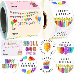 HPRNYPOOT 1.5 Inch Happy Birthday Stickers, 2 Roll 800 Pcs Birthday Stickers for Adults Kids, Birthday Sticker Roll Bulk,Envelope Stickers Its My Birthday Stickers,Personalized Stickers (2, 1.5 Inch)