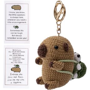 دمية Capybara Turtle الإيجابية المضحكة ، والدعم العاطفي حيوانات الكروشيه Capybara Turtle Toy ، مع بطاقات التأكيدات الإيجابية لهدايا الجدة الملهمة