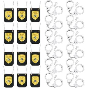 12 Sets Police Pretend Play Toy Set Include 12 Pcs Police Badge Fake Officer Badge 12 Toy Handcuffs Set Police Handcuffs for Cop Costume Accessories Cosplay Halloween School Birthdays Gear