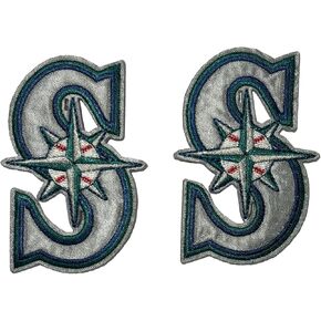 Iron on Patches Baseball Sports Teams Letter - Pack of 2 - for Clothing & Accessories, Ideal for Shirts, Jackets, Hats, Jeans, Shoes, Bags - Durable, Easy Apply (Seattle - 2" x 3")
