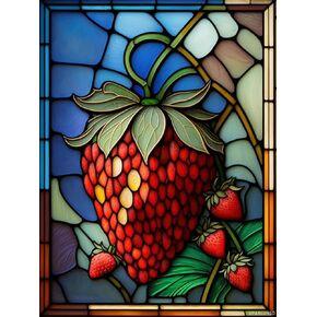 UPABLUNSO Beautiful Strawberry Diamond Painting Kits for Adults, Fruit 5D DIY Diamond Art Kits Full Drill Diamond for Gift Wall Decor Gem Arts 12x16 inch