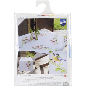 Vervaco Little Birds and Pansies TableCloth مجموعة تطريز مختومة ، 32 "بواسطة 32"