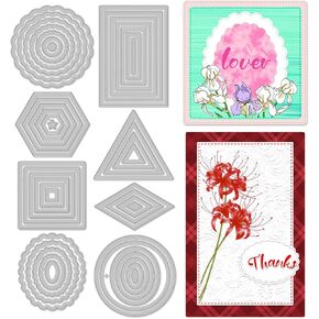 INFUNLY 8PCS Geometric Cutting Dies for Card Making Different Shapes Metal Die Cuts Polygon Carbon Steel Cutting Die Embossing Stencils Templates for DIY Scrapbooking Craft Album Paper Card Decor