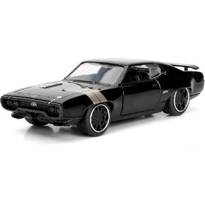 Jada Dom's Plymouth GTX Black with Silver Stripes Fast & Furious F8 The Fate of the Furious Movie 1/32 Diecast Model Car