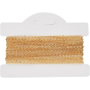 Beebeecraft 5M/16.4 Feet 2.1mm 18K Gold Plated Brass Flat Cable Chain Bulk Link Long Chain Necklace Findings for DIY Jewelry Making Supplies in Kuwait