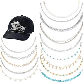 Trucker Hat Chain Accessories Set, Turquoise Bohemian Chains, 14-Piece Vintage Ethnic Chains, Lobster Clasp for Easy Attachment, Customizable Chains for Most Adult Trucker Hats