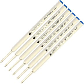 Lanier Combo Pack - 6 Pack - Monteverde® Rollerball C22 Paste Ink Refill متوافق مع معظم أقلام Rollerball Cross® - الأزرق (نصيحة غرامة 0.6 مم)