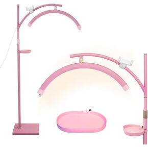 Lash Light Light Ensthetician Lamp for lash extensions - LED lash lash lamp half moon ring light for tech tech with playets and phone rolder light for tattoo ،
