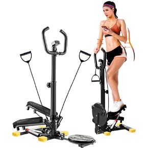 Wonderful Day Stair Steppers for Exercise at Home, Twist Stair Stepper Machine with Resistance Bands, LCD Monitor,300 lbs Loading Capacity