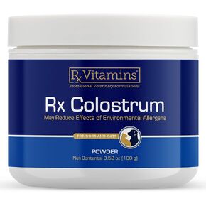 Rx Vitamins اللبأ للكلاب والقطط - مسحوق اللبأ الأبقار الكامل - مكملات القطط والكلاب الدعم المثالي للمناعة ، يعزز صحة الجهاز الهضمي والحساسية - 3.52 أوقية (100 جم)