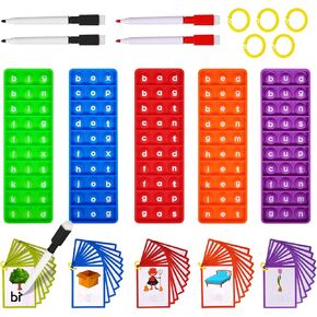 CVC Word Games, Sensory Toy to Learn and Spell, Phonics Games Flash Cards for Preschool Kindergarten Classroom Supplies, Multisensory Reading and Phonics Flash Cards for Kids 3+ Years