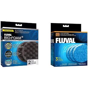 Fluval FX4/FX5/FX6 Aquarium Filter Media Bundle, Bio-Foam and Fine Filter Pad, Replacement Filter Media
