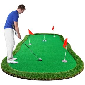 Wekin Golf Putting Green,5x10ft Thickening Professional Large Golf Putting Mat with Realistic Turf and Metal Putter for Indoor & Outdoor, Golf Game Practice Equipment
