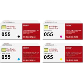 تم إعادة تصنيعها لـ Canon 055 055H مع استبدال شريحة سعة العرض لـ Canon 055 Toner Cartridge LIMECECLASS MF743CDW MF741CDW MF745CDW MF746CDW PRINTER (4 PCAK)