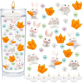 10136 PCS Easter Vase Filling Decoration متعددة ملونة بذور حشو الأرنب أرنب عائم شمعة مزهرية ملء لحفلات عيد الفصح زخرفة الجدول المنزل