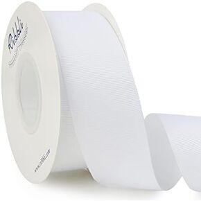 Ribbli White Grosgrain Ribbon ، 1-1/2 بوصة × مستمر 25 ياردة ، استخدم لإكسسوارات الشعر DIY ، ولف الهدايا ، والخياطة والخياطة