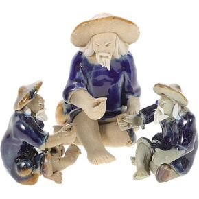 Cabilock Car Accessories Car Decor Car Decor 3pcs Fisherman Figurines Chinese Sitting Fishing Garden Statue Chinese Elder Statue Landscape Micro Bonsai Terrarium Aquarium Ornaments for Car Decor