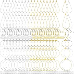 Joez Wonderful 280 Pcs Earring Beading Hoops, Gold Silver Earring Findings, Hypoallergenic Earring Making Kit, Jewelry Accessories Supplies for Jewelry Making (20mm, 25mm, 30mm, 35mm)
