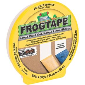 Frogtape CF 160 شريط الرسام متعدد الاستخدامات مع paintblock للأسطح الحساسة ، 24 مم × 55 م ، أصفر ، لفة 1 (105550)
