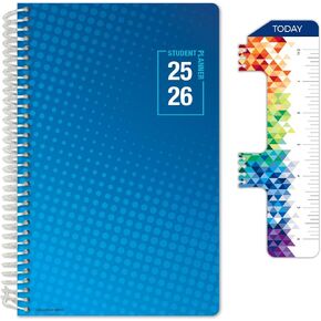Global Datebooks Dated Middle School or High School Student Planner for Academic Year 2025-2026 Includes Ruler/Bookmark and Planning Stickers (Matrix Style - 5.5"x8.5" - Slant)